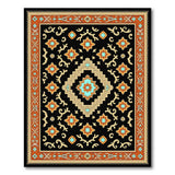 Southwestern Teal Diamond Black Area Rug