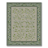 Vintage Green Vine Leaf Grey Area Rug