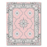 Vintage Pink Ornate Floral Medallion Rug