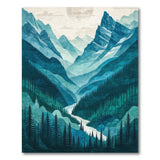 Teal Mountain Valley Peaks Area Rug