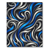 Swirling Blue Silver Abstract Area Rug