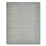 Grey Check Plaid Rug with Geometric Borders