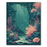 ODIKA Undersea Coral Reef Washable Area Rug - Low Pile Non-Slip Artistic Carpet