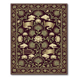 Deep Maroon Lotus Scroll Persian Rug