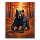 Orange Majestic Black Bear Autumn Forest Rug