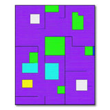 Purple Multi-Color Geometric Block Area Rug