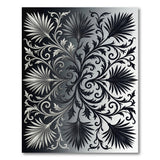 Ornate Black White Palm Frond Area Rug
