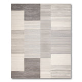 Modern Grey Striped Block Geometric Area Rug