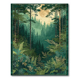 Moonlit Enchanted Forest Green Area Rug
