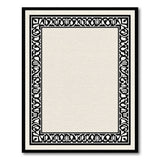 Ornate Black Floral Border Beige Area Rug