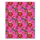 Whimsical Pink Bird Vine Pattern Area Rug