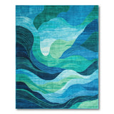 Blue and Teal Blue Teal Wave Abstract Area Rug