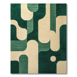 Bold Green Curved Geometric Area Rug