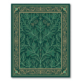 Emerald Green Ornate Foliage Vintage Rug