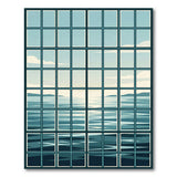 Framed Ocean Horizon Teal Window Rug