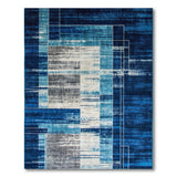 Navy Teal Abstract Geometric Area Rug