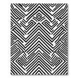 Black and White Geometric Modern Black White Zigzag Geometric Area Rug