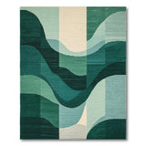 Abstract Area Blue and Teal Teal Wave Abstract Area Rug