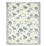 Blue Floral Cream Area Rug with Grey Border