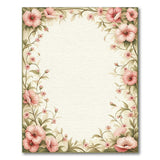 Vintage Pink Hibiscus Floral Border Rug