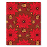 Festive Red Poinsettia Golden Star Area Rug
