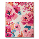 Floral Vintage Vibrant Pink Peony Floral Area Rug