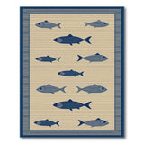 Navy Fish Silhouette Area Rug on Beige
