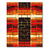 Fiery Glitch Brick Geometric Area Rug