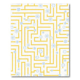 Yellow Maze with Blue Snowflake Area Rug