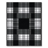 Black White Plaid Area Rug with Central Block