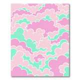 Whimsical Pink Mint Cloud Kids Area Rug