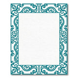 Teal Ornate Scroll Frame Area Rug