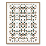 Teal Geometric Lattice Area Rug with Beige Accents