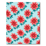 Vibrant Pink Flowers on Teal Area Rug