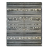 Black White Striped Heritage Tribal Rug