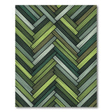 Green Herringbone Plank Area Rug