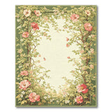 Vintage Pink Floral Vine Border Area Rug