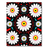 White Daisy Red Geometric Area Rug