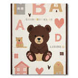 Cute Brown Bear Alphabet Kids Area Rug