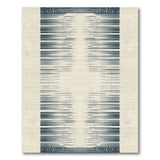 Navy Geometric Stripe Area Rug on Beige
