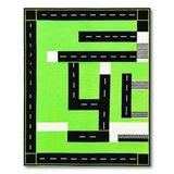 Green Roadway Play Rug for Kids