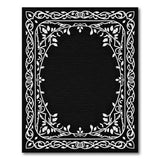 Ornate Floral Vine Oval Black White Area Rug