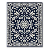 Ornate Navy Floral Damask Area Rug
