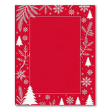 Festive Red Christmas Pine Snowflake Border Area Rug