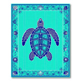 Coastal Beach Blue and Teal Sea Turtle Teal Coastal Area Rug