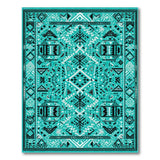 Blue and Teal Southwestern Teal Southwestern Geometric Area Rug