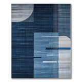 Modern Navy Blue Geometric Abstract Area Rug