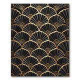 Black and Gold Art Deco Fan Motif Area Rug