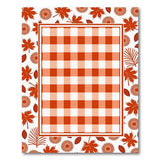 Red Gingham Plaid Area Rug with Autumn Maple Leaves