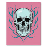Pink Teal Flaming Skull Area Rug
